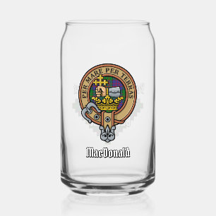 Clan MacDonald Crest over Tartan Can Glass