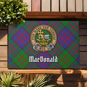 Clan MacDonald Crest over Tartan Doormat