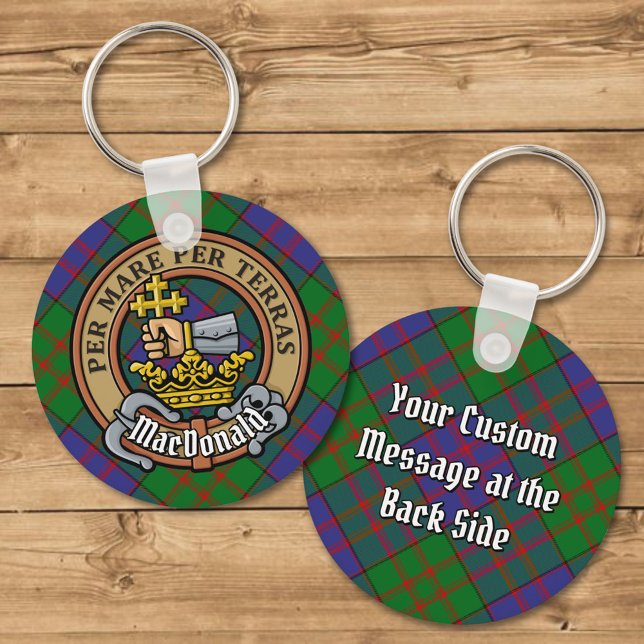 Clan MacDonald Crest over Tartan Keychain (Creator Uploaded)