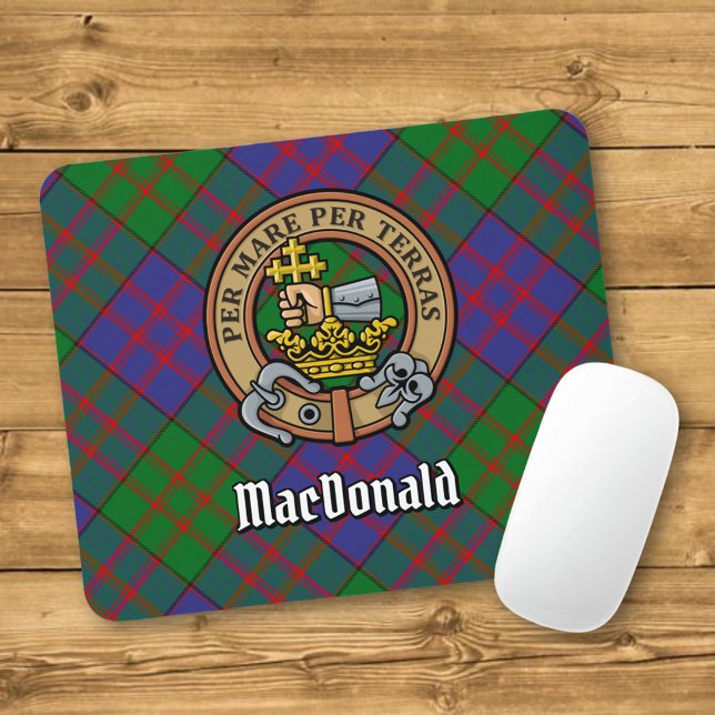 Clan MacDonald Crest over Tartan Mouse Pad (Creator Uploaded)