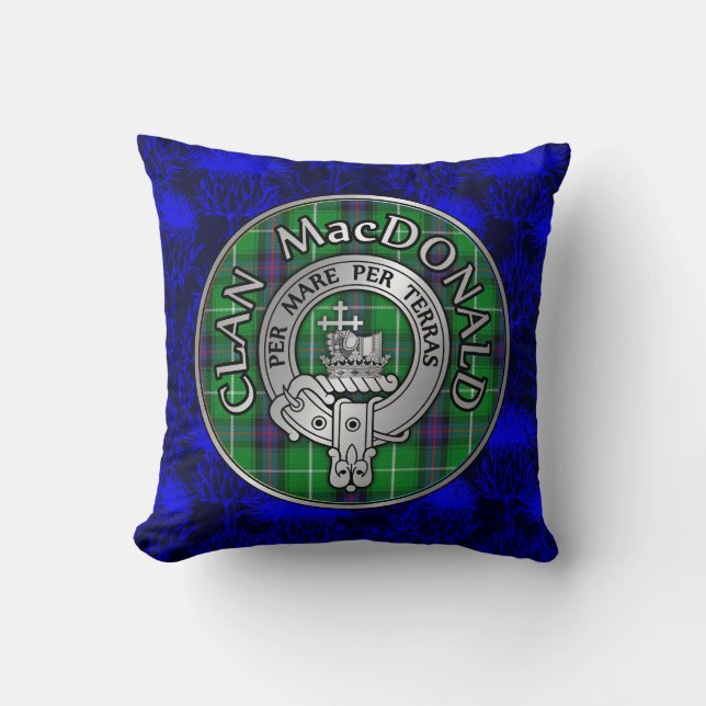 Clan MacDonald Crest & Tartan Cushion (Front)