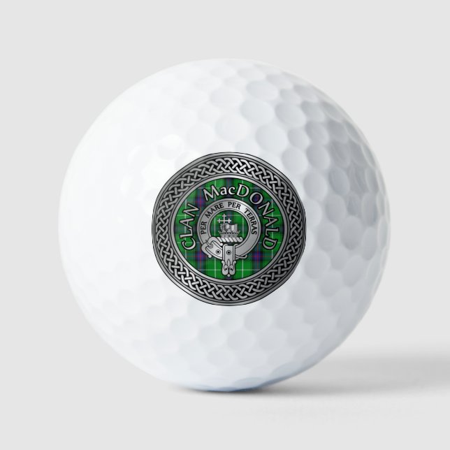 Clan MacDonald Crest & Tartan Knot Golf Balls (Front)