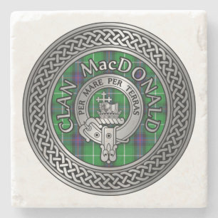 Clan MacDonald Crest & Tartan Knot Stone Coaster