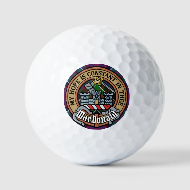 Clan MacDonald of Clanranald Crest over Tartan Golf Balls (Front)