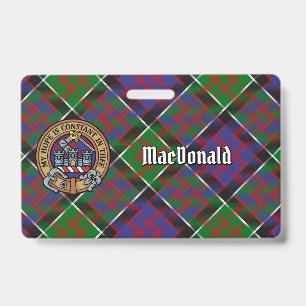 Clan MacDonald of Clanranald Crest over Tartan ID Badge