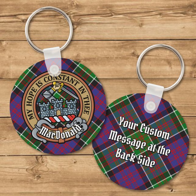 Clan MacDonald of Clanranald Crest over Tartan Key Ring (Creator Uploaded)