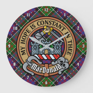 Clan MacDonald of Clanranald Crest over Tartan Large Clock
