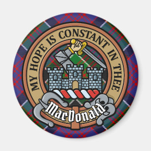Clan MacDonald of Clanranald Crest over Tartan Magnet