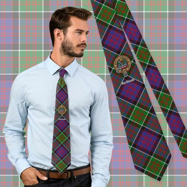 Clan MacDonald of Clanranald Crest over Tartan Tie (Creator Uploaded)