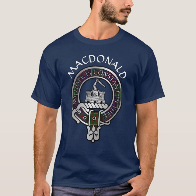 Clan MacDonald of Clanranald Crest & Tartan T-Shirt (Front)