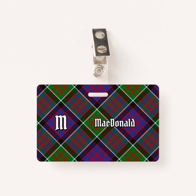 Clan MacDonald of Clanranald Tartan Badge ID Badge (Front with Clip)