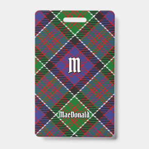 Clan MacDonald of Clanranald Tartan Badge ID Badge