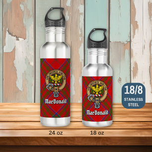 Clan MacDonald of Keppoch Crest over Tartan 710 Ml Water Bottle