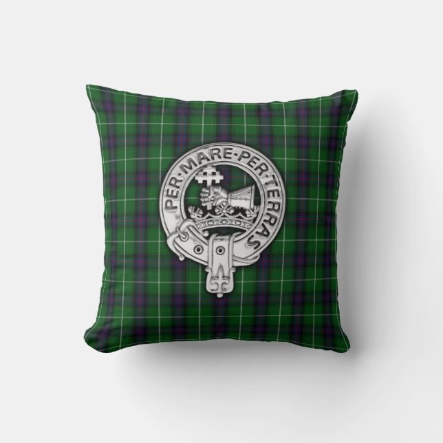 Clan MacDonald of the Isles Crest & Tartan Cushion (Front)