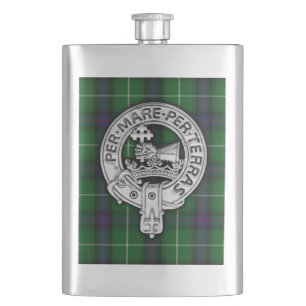 Clan MacDonald of the Isles Crest & Tartan Hip Flask