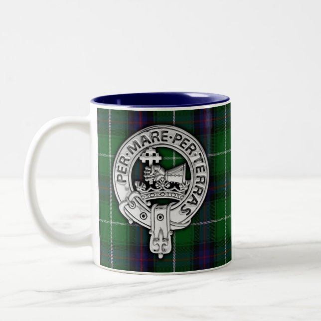 Clan MacDonald of the Isles Crest & Tartan Two-Tone Coffee Mug (Left)