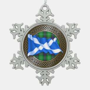 Clan MacDonald Tartan & Flag Snowflake Pewter Christmas Ornament