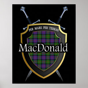 Clan MacDonald Tartan Scottish Shield & Swords Poster