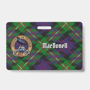 Clan MacDonell of Glengarry Crest over Tartan ID Badge