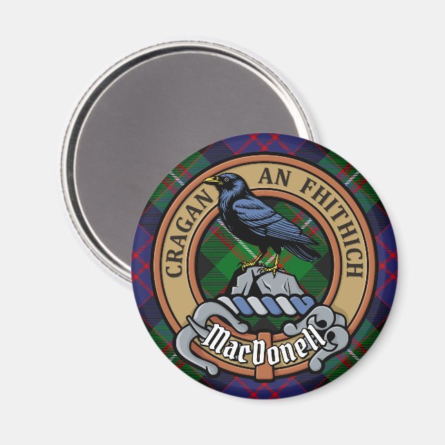 Clan MacDonell of Glengarry Crest over Tartan Magnet (Front/Back)