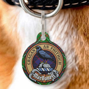Clan MacDonell of Glengarry Crest over Tartan Pet Tag