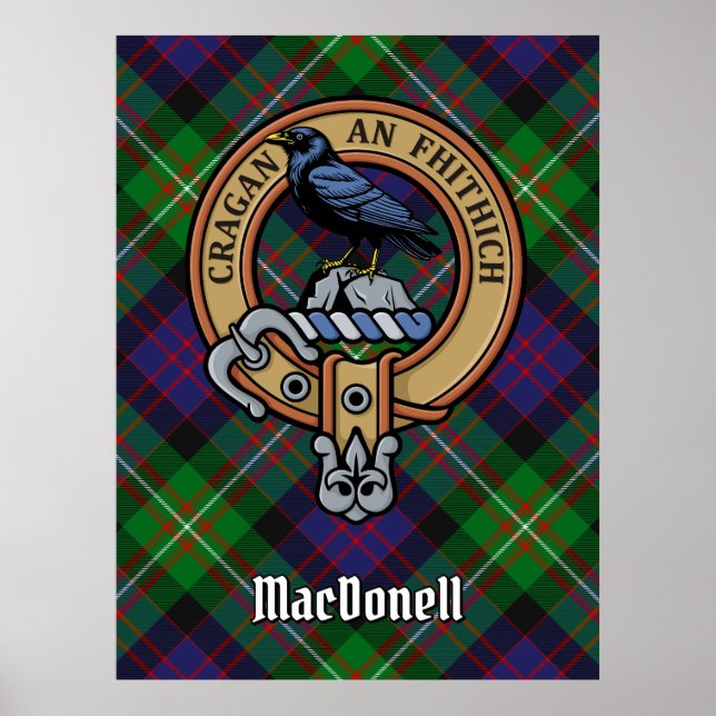 Clan MacDonell of Glengarry Crest over Tartan Poster (Front)