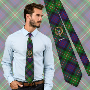 Clan MacDonell of Glengarry Crest over Tartan Tie
