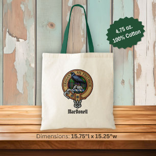 Clan MacDonell of Glengarry Crest over Tartan Tote Bag