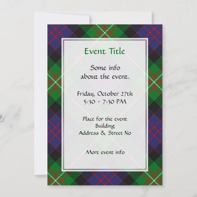 Clan MacDonell of Glengarry Tartan Invitation (Back)