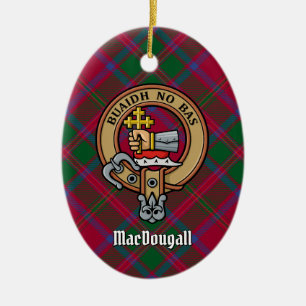 Clan MacDougall Crest over Tartan Ceramic Ornament
