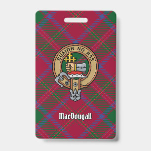 Clan MacDougall Crest over Tartan ID Badge