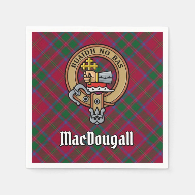 Clan MacDougall Crest over Tartan Napkin (Front)