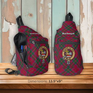 Clan MacDougall Crest over Tartan Sling Bag