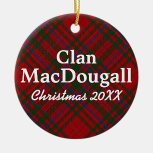 Clan MacDougall Scottish Tartan Ceramic Tree Decoration