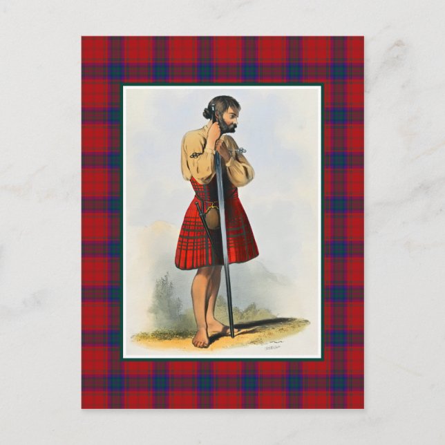 Clan MacDougall Vintage Illustration Tartan Frame Postcard (Front)