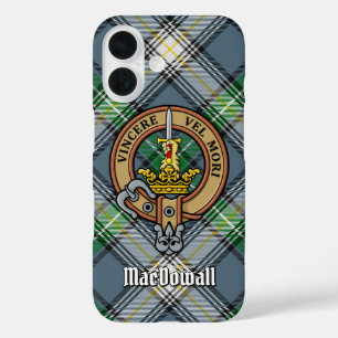 Clan MacDowall Crest over Tartan iPhone 16 Case