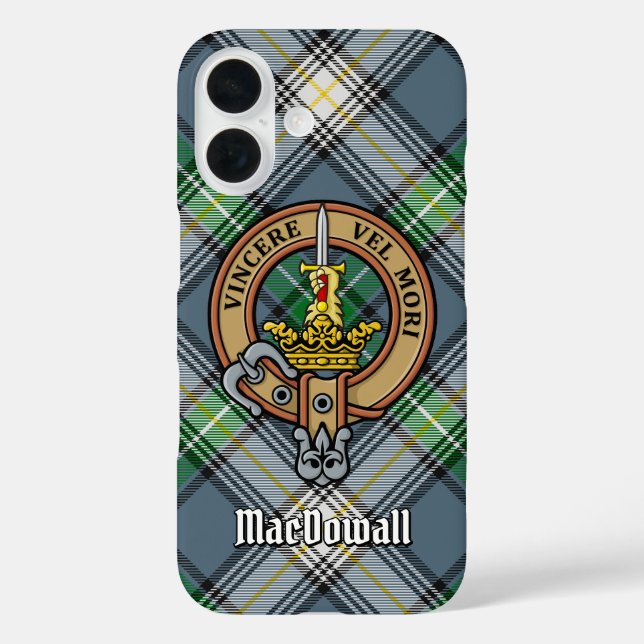 Clan MacDowall Crest over Tartan Case-Mate iPhone Case (Back)