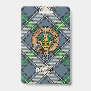 Clan MacDowall Crest over Tartan ID Badge