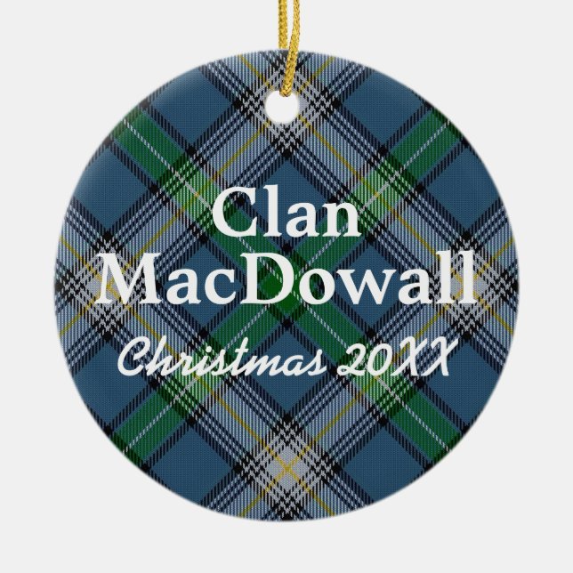 Clan MacDowall Scottish Tartan Ceramic Ornament (Front)