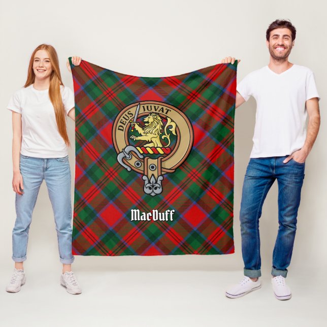 Clan MacDuff Crest over Tartan Fleece Blanket (In Situ)