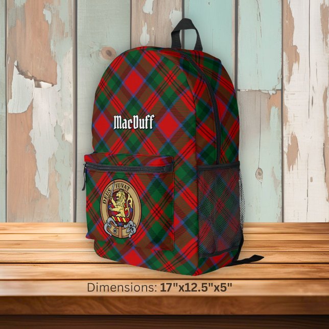 Clan MacDuff Crest over Tartan Printed Backpack (Creator Uploaded)