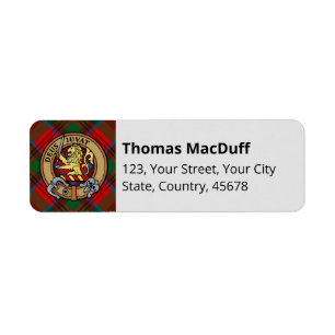 Clan MacDuff Crest over Tartan Return Address Label