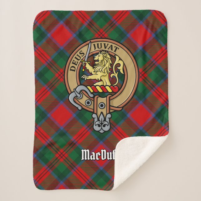 Clan MacDuff Crest over Tartan Sherpa Blanket (Front)
