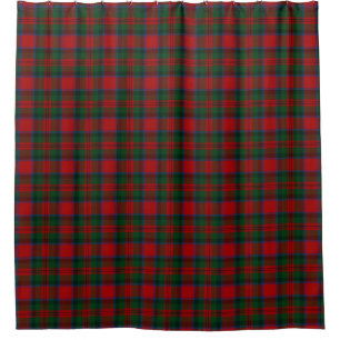 Clan MacDuff Green Black Red Tartan Shower Curtain