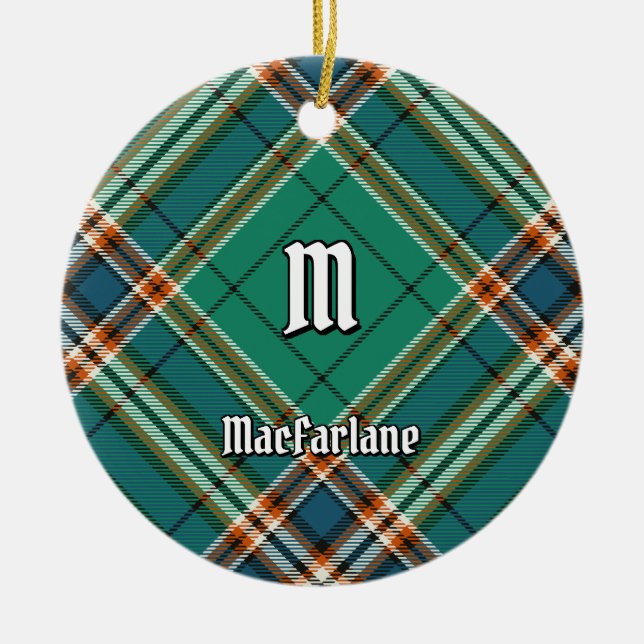 Clan MacFarlane Ancient Hunting Tartan Ceramic Ornament (Front)