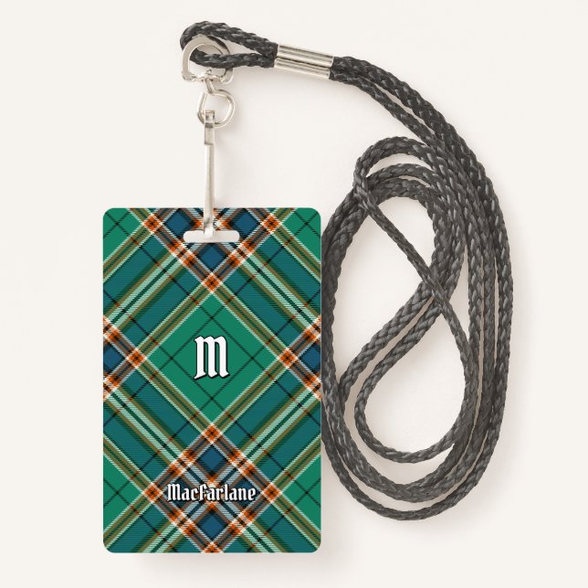 Clan MacFarlane Ancient Hunting Tartan ID Badge (Front with Lanyard)