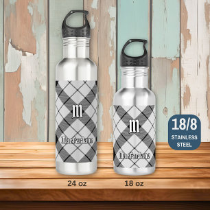 Clan MacFarlane Black and White Tartan 710 Ml Water Bottle