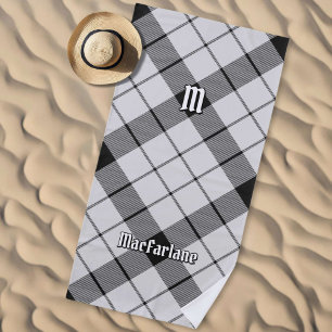 Clan MacFarlane Black and White Tartan Beach Towel