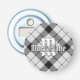 Clan MacFarlane Black and White Tartan Bottle Opener