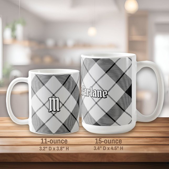 Clan MacFarlane Black and White Tartan Coffee Mug (Creator Uploaded)